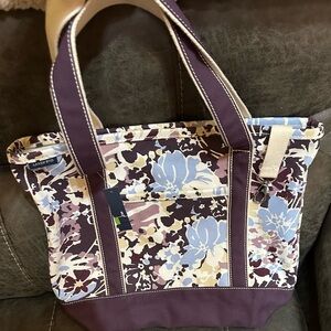 Lands End like NEW Floral Tote Bag with Purple Accents